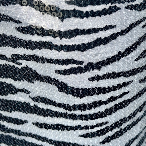 Alberto Makali Open Front Drape Style Sequined Zebra Print Blazer Jacket sz L - Picture 7 of 11